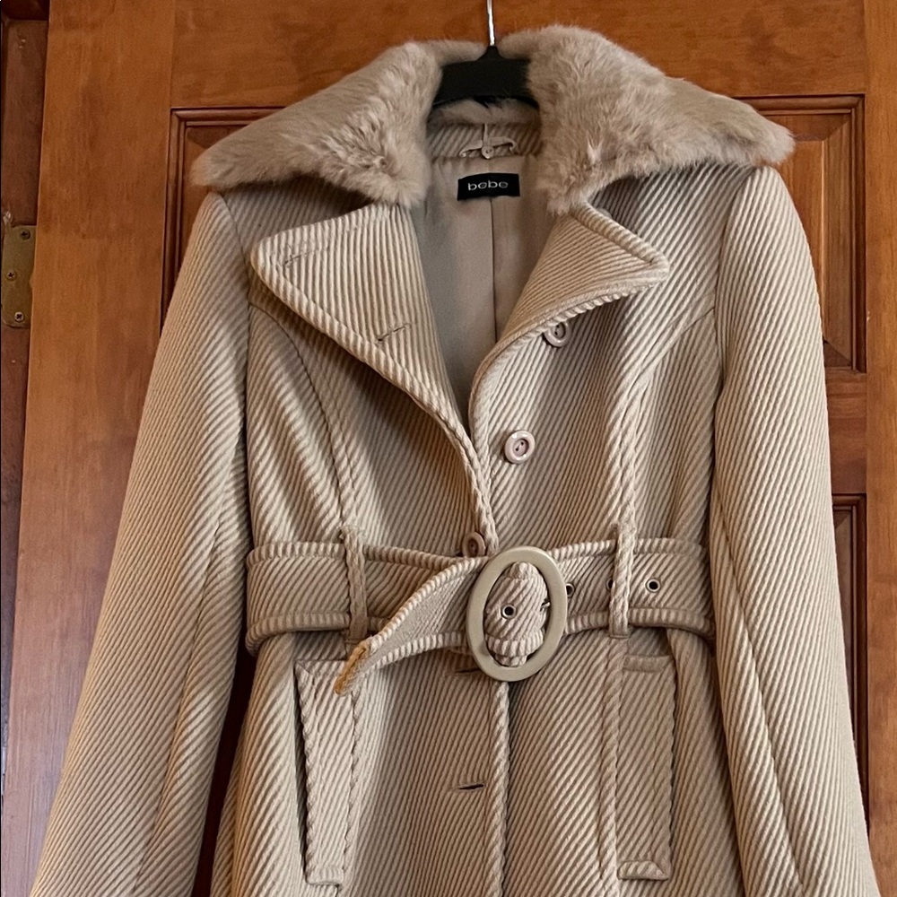 Bebe long belted wool coat